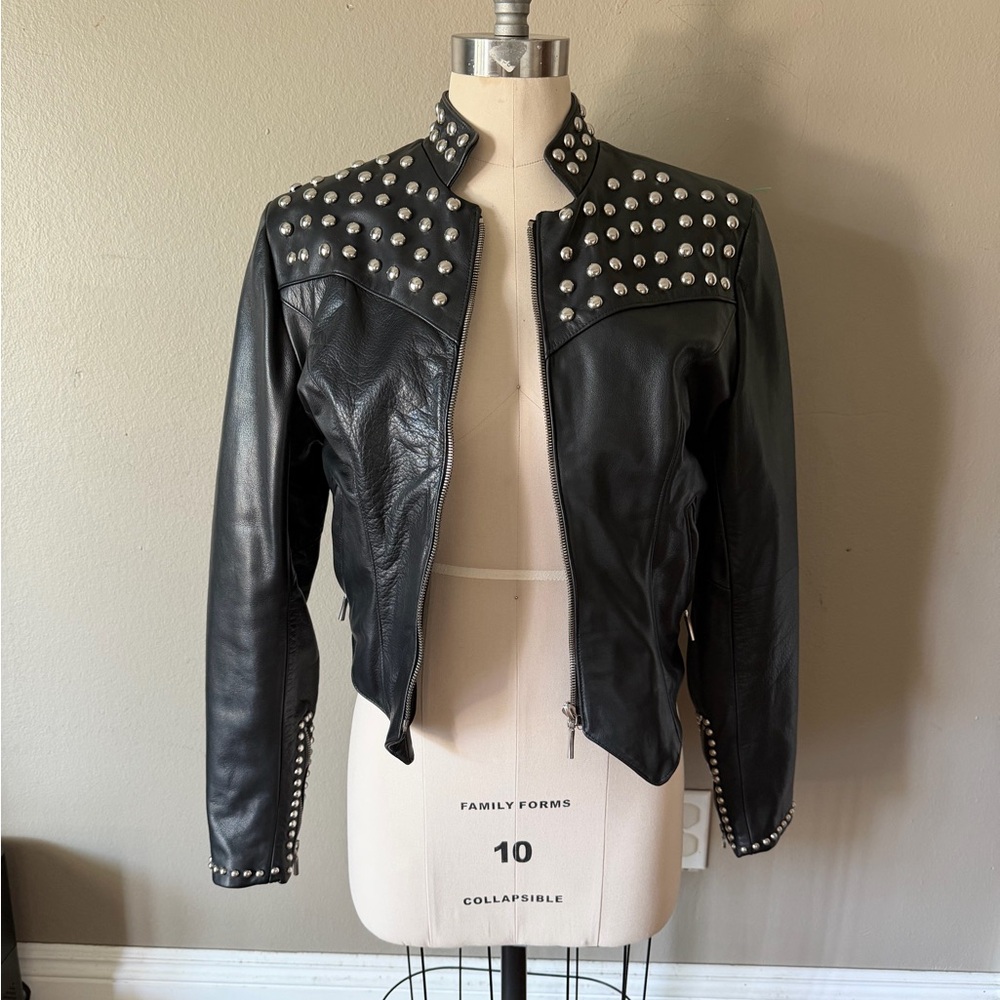 80s Studded Black Leather Jacket